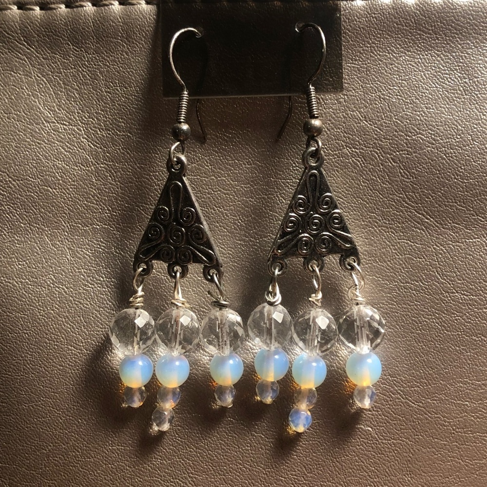 Genuine Opalite Earrings Handmade Bohemian Jewelry